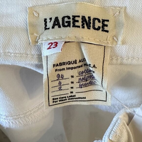 NWT L'AGENCE Margot High Rise Skinny Jean in Blanc Velvet Stripe - Size 23 - Picture 4 of 9